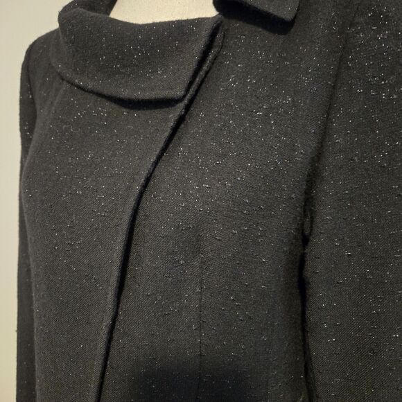 Lafayette Wool blend Metallic/black Suit Jacket Blazer Pocket Piter Pan Collar 8 - Picture 5 of 11